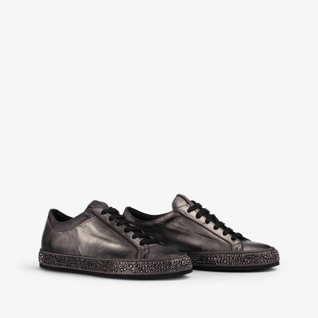 Le Silla Sneaker pelle laminata effetto vintage peltro con Cristalli Novità