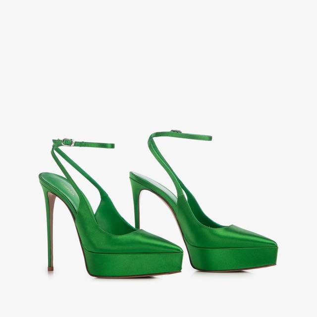 Le Silla Slingback con plateau raso verde emerald Vendita Calda