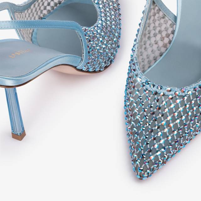 Le Silla Slingback gioiello rete azzurro cielo e Cristalli 2025