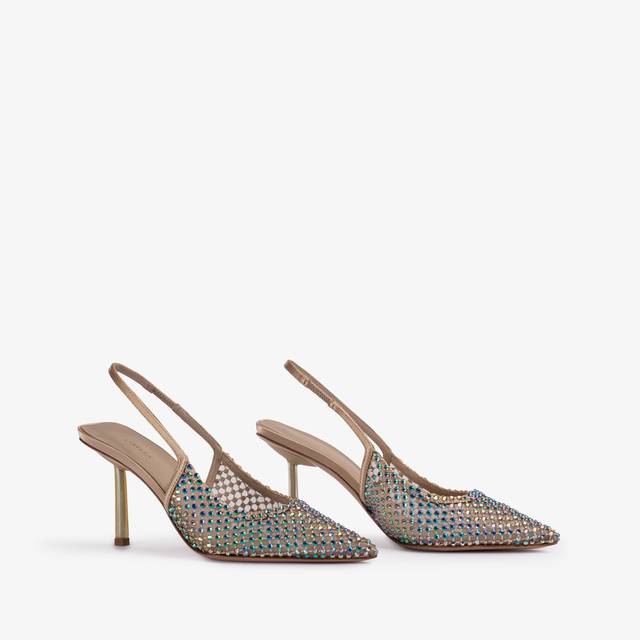 Le Silla Slingback gioiello rete oro e Cristalli iridescenti Italy