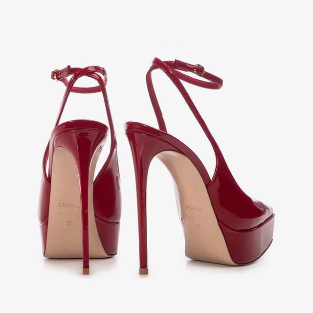 Le Silla Slingback con plateau vernice rossa Italia