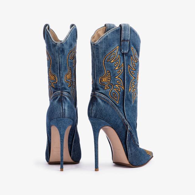 Le Silla Stivaletto d'ispirazione Western denim blu Acquista Ora