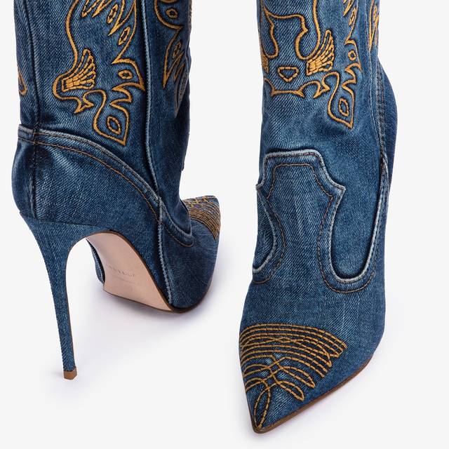 Le Silla Stivaletto d'ispirazione Western denim blu Acquista Ora