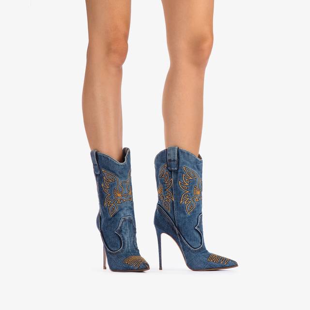 Le Silla Stivaletto d'ispirazione Western denim blu Acquista Ora