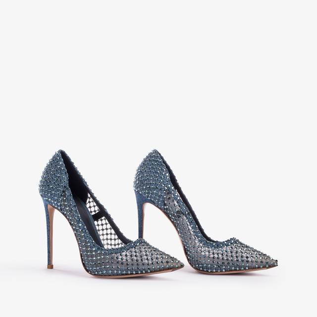 Le Silla Décolleté gioiello rete denim blu Consegna Veloce
