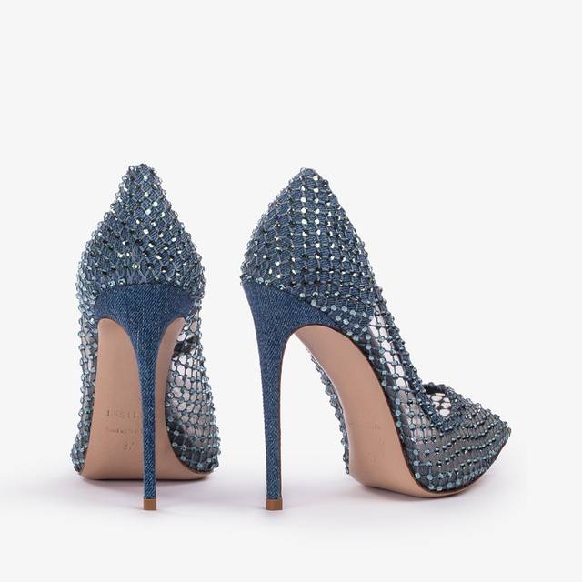 Le Silla Décolleté gioiello rete denim blu Consegna Veloce