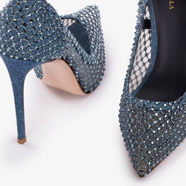 Le Silla Décolleté gioiello rete denim blu Consegna Veloce