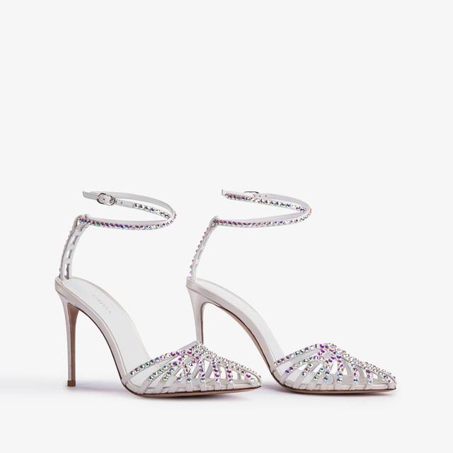 Le Silla Sandalo raso e Cristalli bianco Vendita Calda