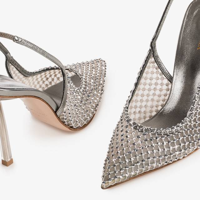 Le Silla Slingback gioiello rete argento Vendita Economica