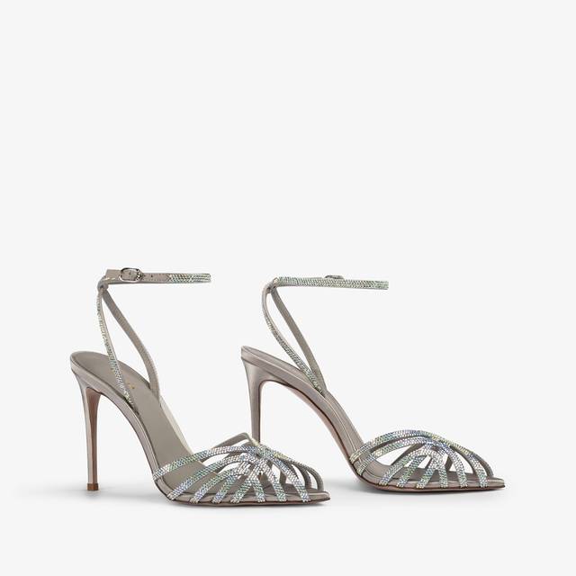 Le Silla Sandalo raso argento e Cristalli Italia