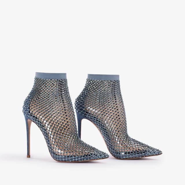 Le Silla Stivaletto calza blu denim e Cristalli Spedizione Gratuita