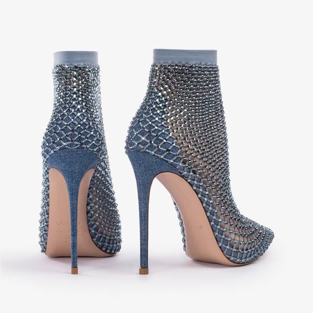 Le Silla Stivaletto calza blu denim e Cristalli Spedizione Gratuita