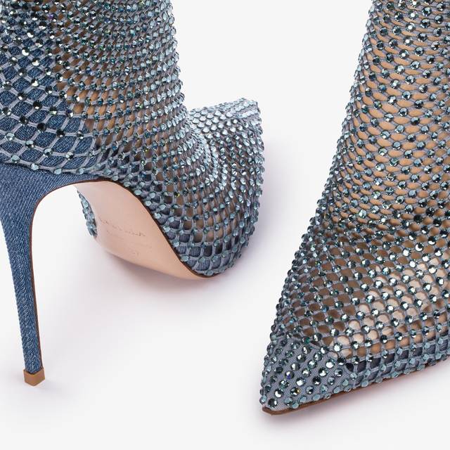 Le Silla Stivaletto calza blu denim e Cristalli Spedizione Gratuita