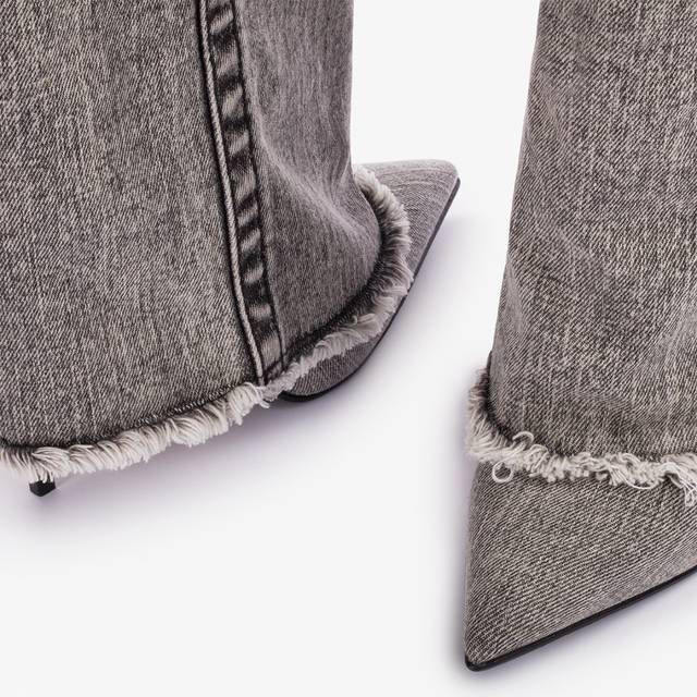 Le Silla Stivale al ginocchio con risvolto denim nero Sottocosto