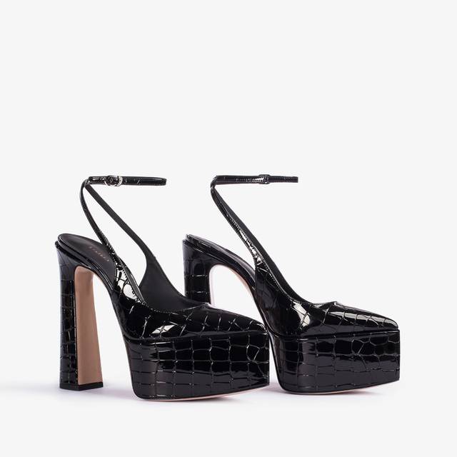 Le Silla Slingback con plateau stampa cocco nera Offerta