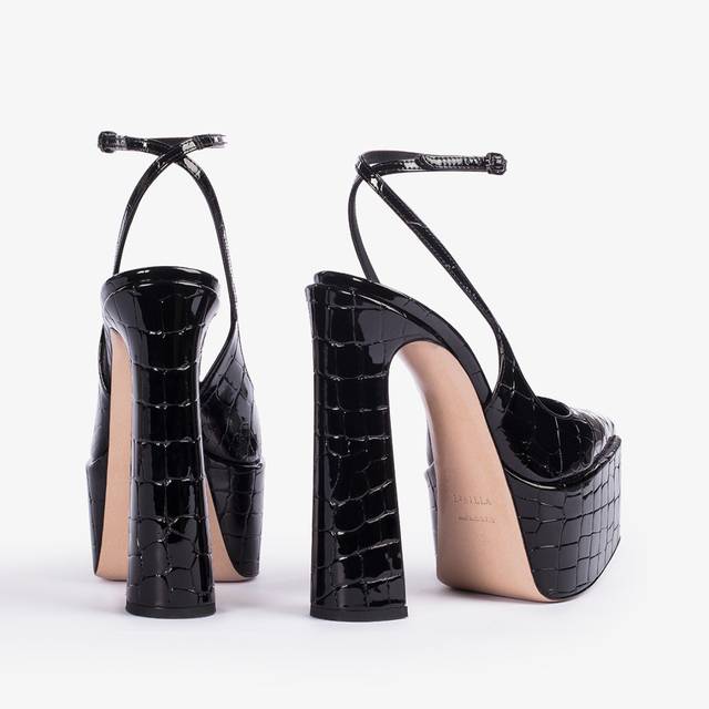 Le Silla Slingback con plateau stampa cocco nera Offerta