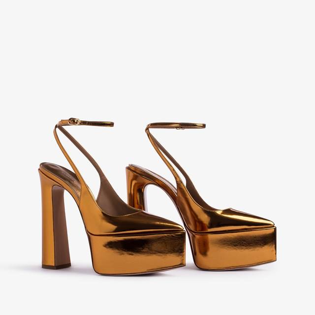 Le Silla Slingback con plateau metallizzata arancione marigold Ritorno libero