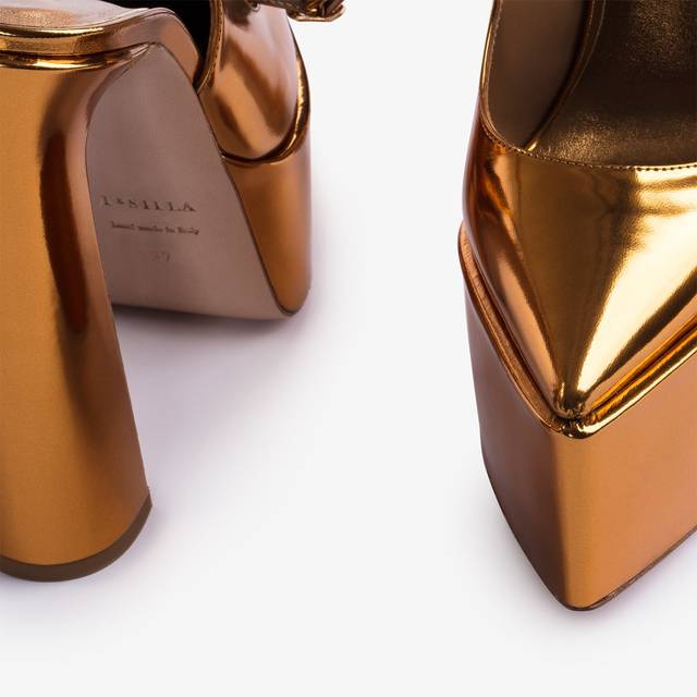 Le Silla Slingback con plateau metallizzata arancione marigold Ritorno libero