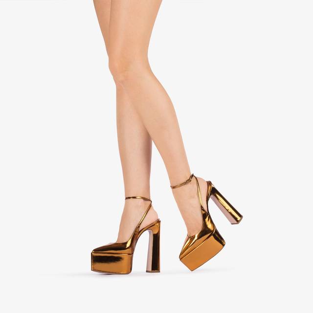 Le Silla Slingback con plateau metallizzata arancione marigold Ritorno libero