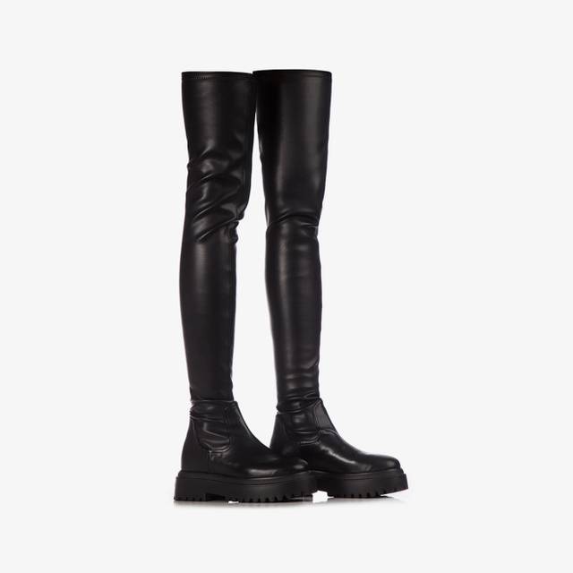 Le Silla Stivale sopra il ginocchio pelle vegan stretch nero Offerte