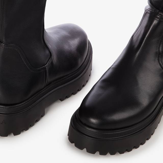 Le Silla Stivale sopra il ginocchio pelle vegan stretch nero Offerte