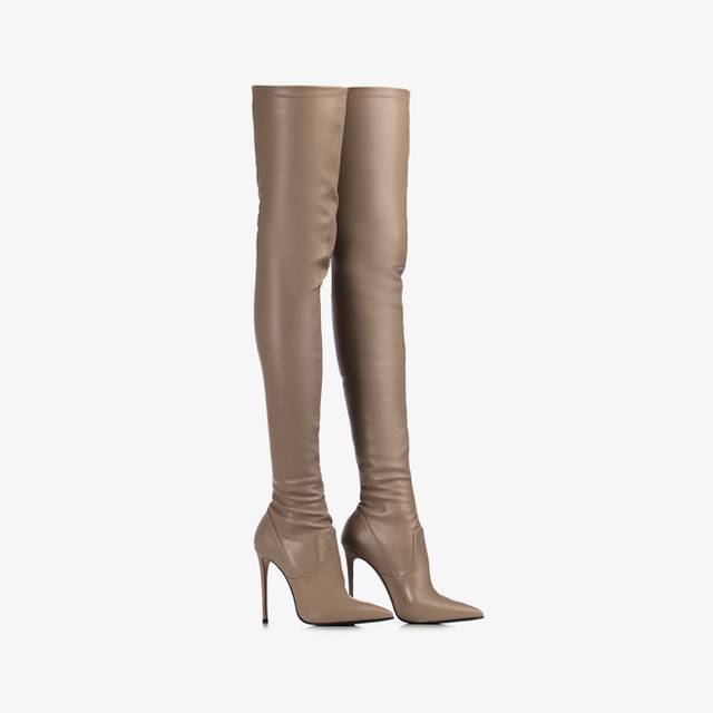 Le Silla Stivale sopra il ginocchio pelle vegan stretch grigio urban Vendita Calda
