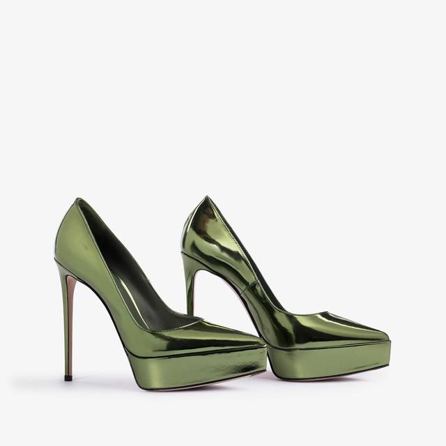 Le Silla Décolleté con plateau metallizzata verde pirite Vendite Flash