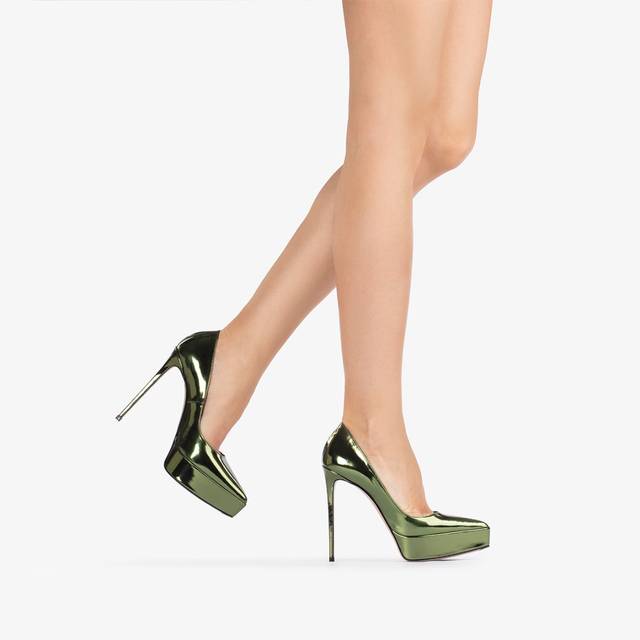 Le Silla Décolleté con plateau metallizzata verde pirite Vendite Flash