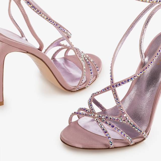 Le Silla Sandalo raso rosa Paris e Cristalli In Saldo