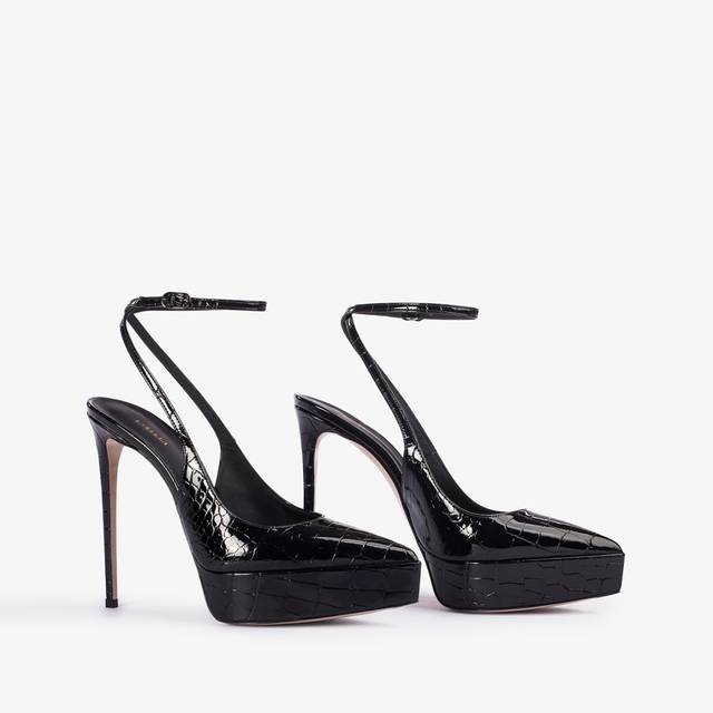 Le Silla Slingback con plateau stampa cocco nera Vendita