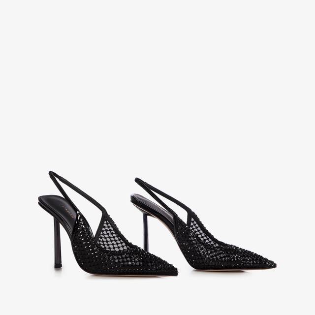 Le Silla Slingback gioiello rete nero jet Pezzi Unici