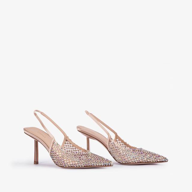 Le Silla Slingback gioiello rete nude skin Qualità Garantita