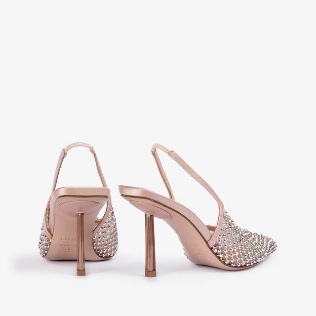 Le Silla Slingback gioiello rete nude skin Qualità Garantita