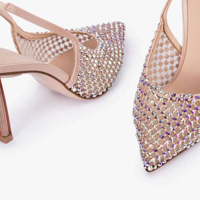 Le Silla Slingback gioiello rete nude skin Qualità Garantita