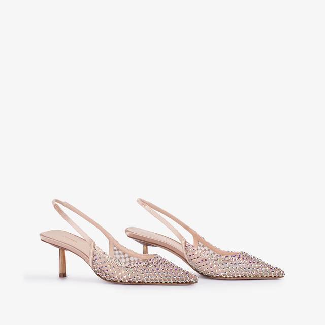 Le Silla Slingback gioiello rete nude skin Negozi Online