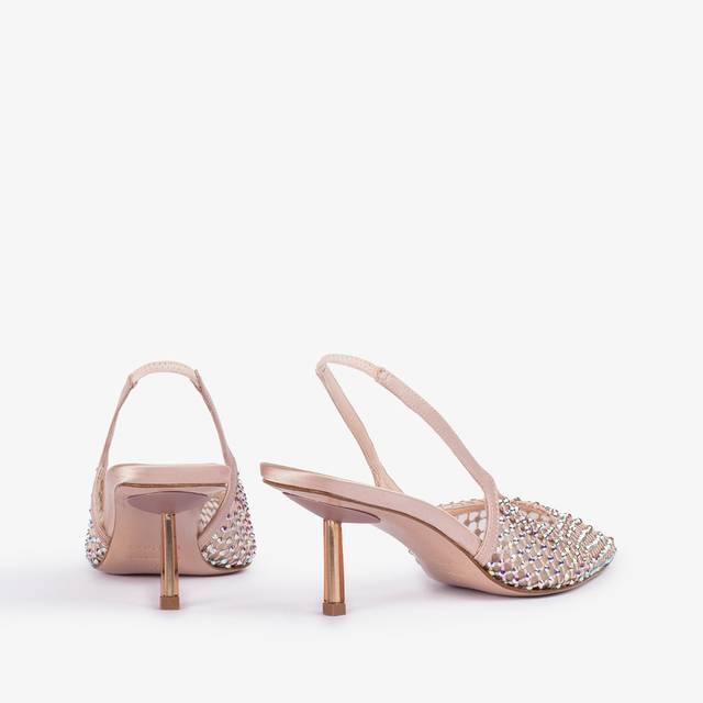 Le Silla Slingback gioiello rete nude skin Negozi Online