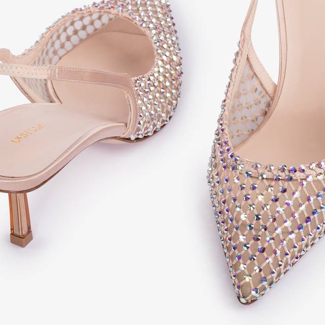 Le Silla Slingback gioiello rete nude skin Negozi Online