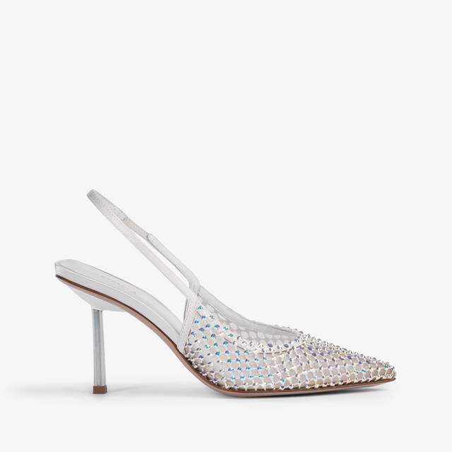 Le Silla Slingback gioiello rete bianca carta e Cristalli