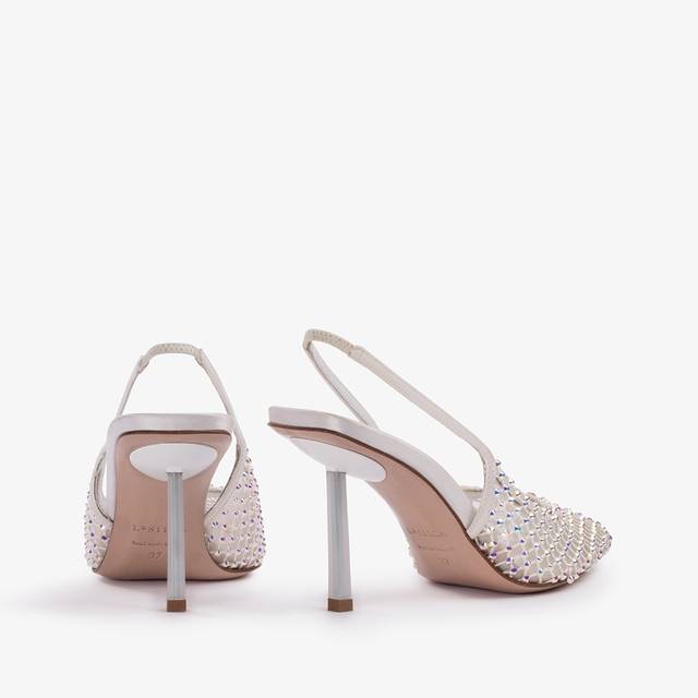 Le Silla Slingback gioiello rete bianca carta e Cristalli Acquista Ora