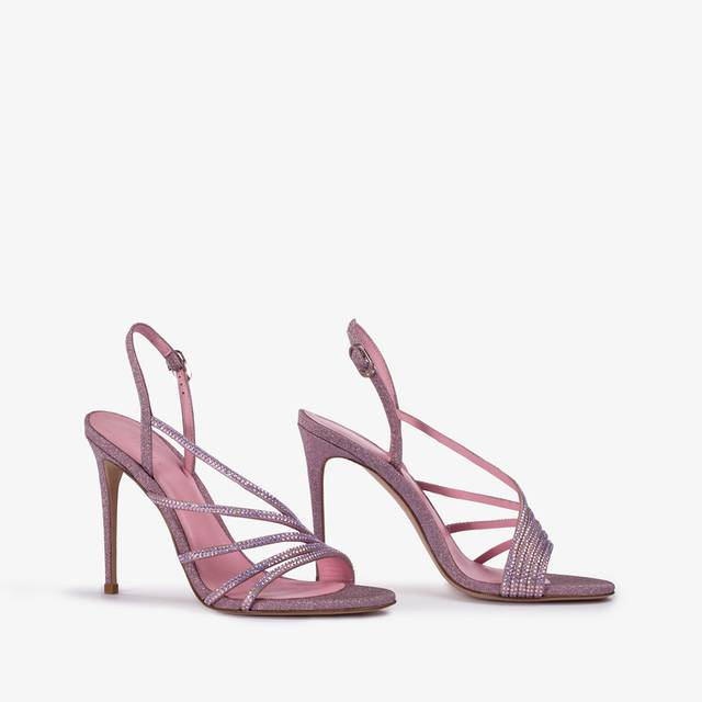 Le Silla Sandalo tessuto glitter rosa dea e Cristalli Novità