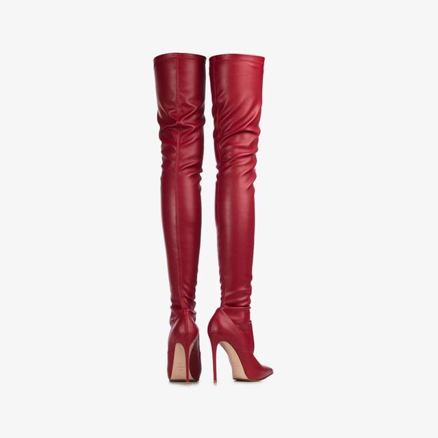 Le Silla Stivale sopra il ginocchio pelle vegan stretch rosso Prezzo Ridotto