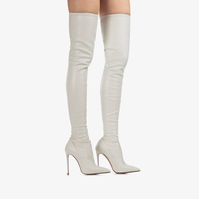 Le Silla Stivale sopra il ginocchio pelle vegan stretch bianco milk Convenienza