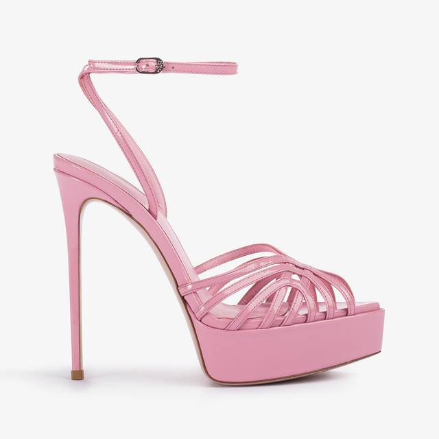 Le Silla Sandalo con plateau vernice rosa dea In Vendita
