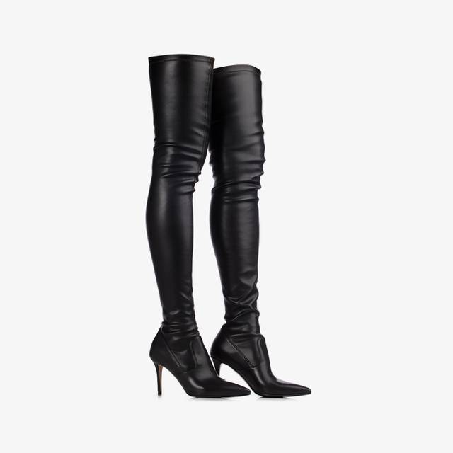 Le Silla Stivale sopra il ginocchio pelle vegan stretch nero Vendite Flash