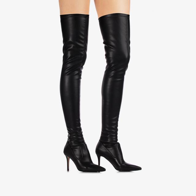 Le Silla Stivale sopra il ginocchio pelle vegan stretch nero Vendite Flash