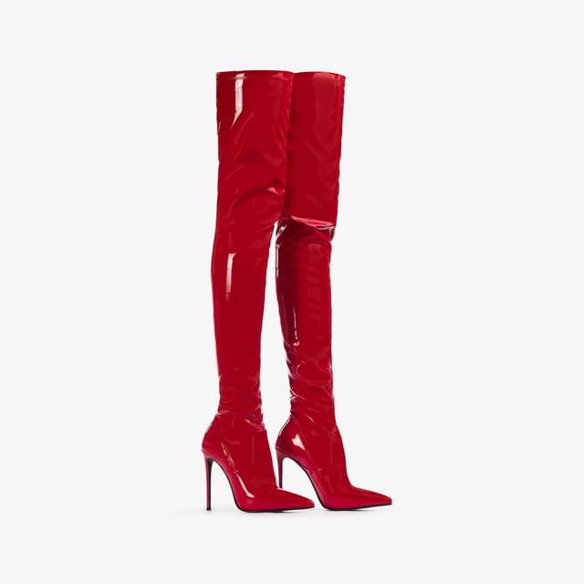 Le Silla Stivale sopra il ginocchio vinile stretch rosso opium In Saldo