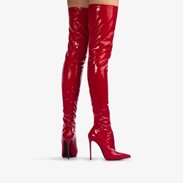Le Silla Stivale sopra il ginocchio vinile stretch rosso opium In Saldo