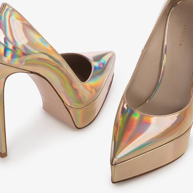 Le Silla Décolleté con plateau iridescente nude Shopping online
