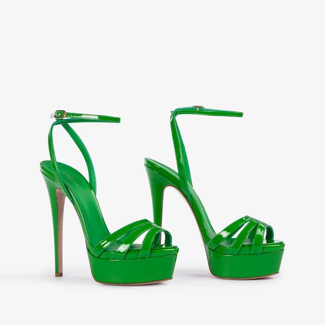 Le Silla Sandalo con plateau vernice verde emerald Vendite stagionali