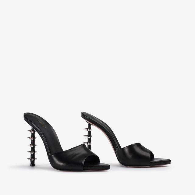 Le Silla Sandalo mule pelle nero con borchie Cyber Monday